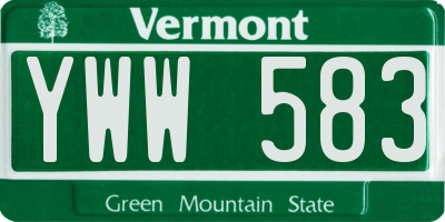 VT license plate YWW583