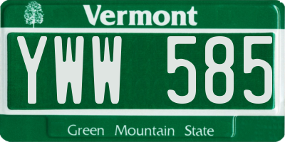 VT license plate YWW585