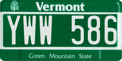VT license plate YWW586