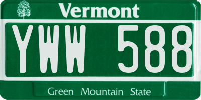 VT license plate YWW588