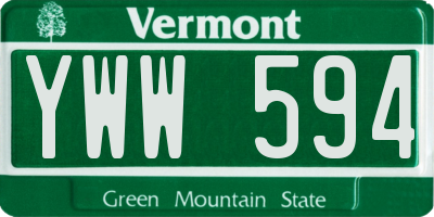 VT license plate YWW594