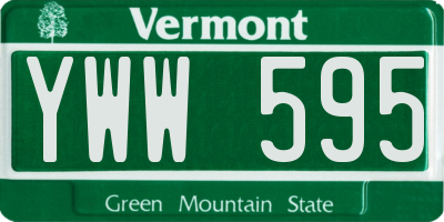 VT license plate YWW595