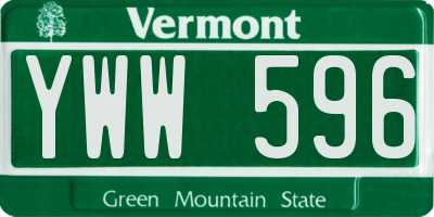 VT license plate YWW596