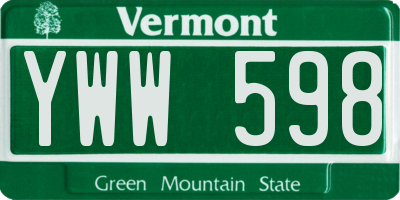 VT license plate YWW598