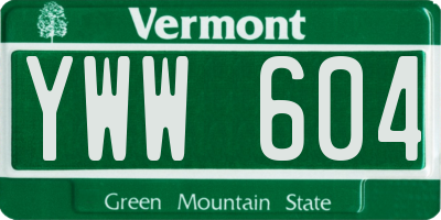 VT license plate YWW604