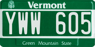 VT license plate YWW605