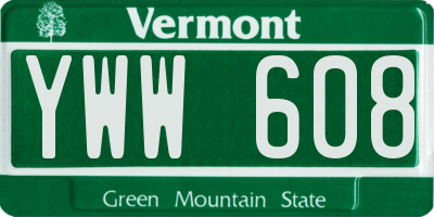 VT license plate YWW608