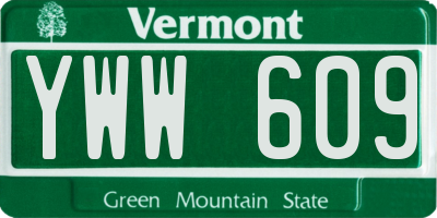VT license plate YWW609