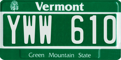 VT license plate YWW610