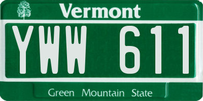 VT license plate YWW611