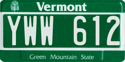 VT license plate YWW612