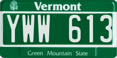VT license plate YWW613