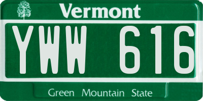 VT license plate YWW616