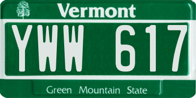 VT license plate YWW617
