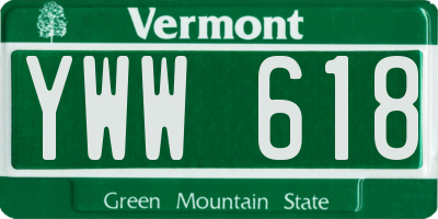 VT license plate YWW618