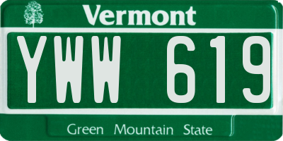 VT license plate YWW619