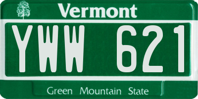 VT license plate YWW621