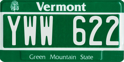 VT license plate YWW622