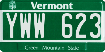 VT license plate YWW623