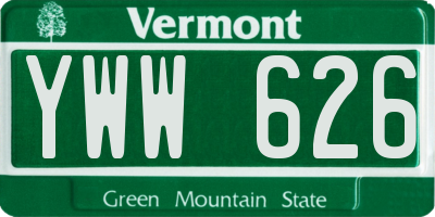 VT license plate YWW626