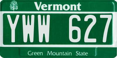VT license plate YWW627