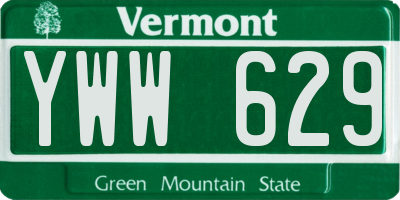 VT license plate YWW629