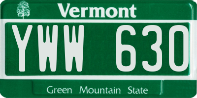 VT license plate YWW630