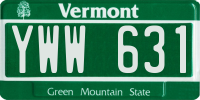 VT license plate YWW631