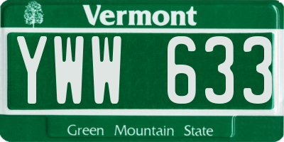 VT license plate YWW633