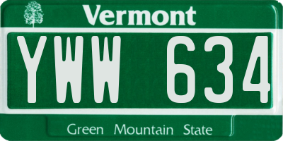 VT license plate YWW634