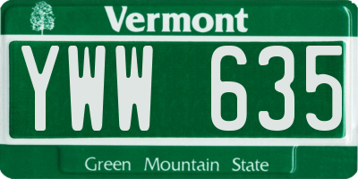 VT license plate YWW635