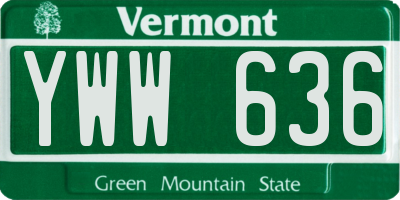 VT license plate YWW636