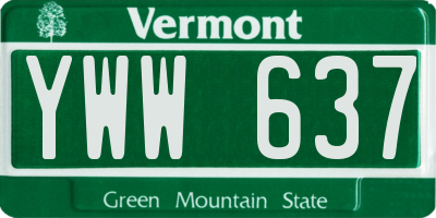 VT license plate YWW637