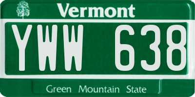 VT license plate YWW638
