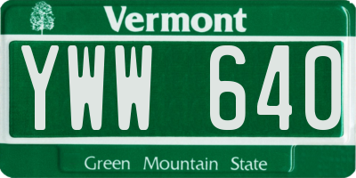 VT license plate YWW640