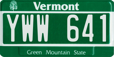 VT license plate YWW641