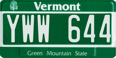 VT license plate YWW644