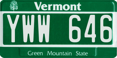 VT license plate YWW646