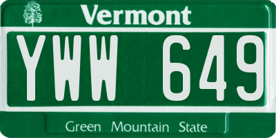 VT license plate YWW649