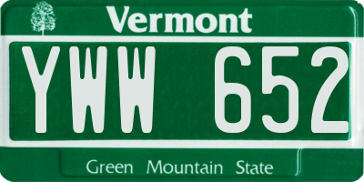 VT license plate YWW652