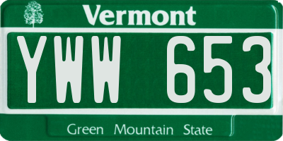 VT license plate YWW653