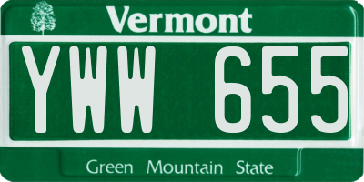 VT license plate YWW655