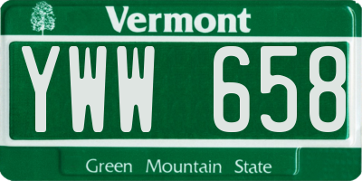 VT license plate YWW658