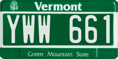 VT license plate YWW661