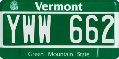 VT license plate YWW662