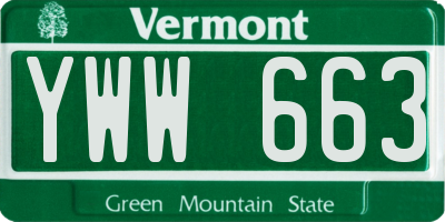 VT license plate YWW663