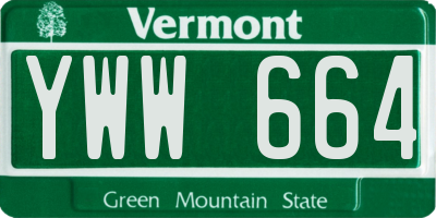 VT license plate YWW664