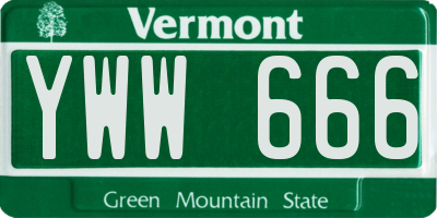 VT license plate YWW666