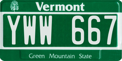 VT license plate YWW667