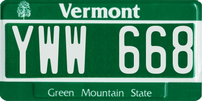 VT license plate YWW668